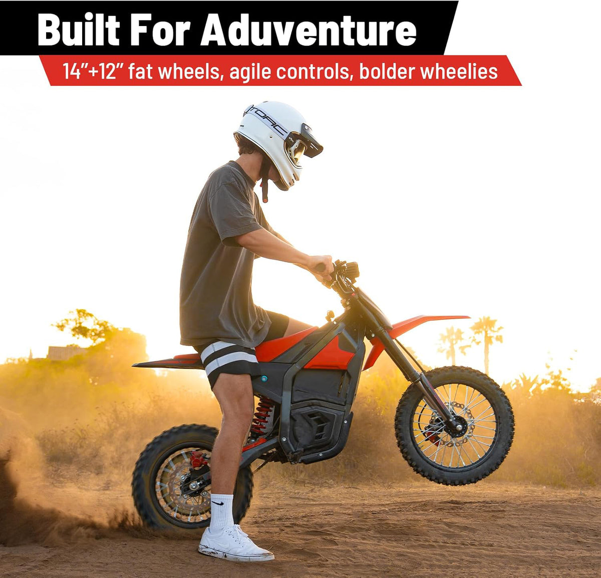 Electric Mini Dirt Bike for Teens & Adults  14"/12" Fat Tire 2600W with 48V 23AH Battery